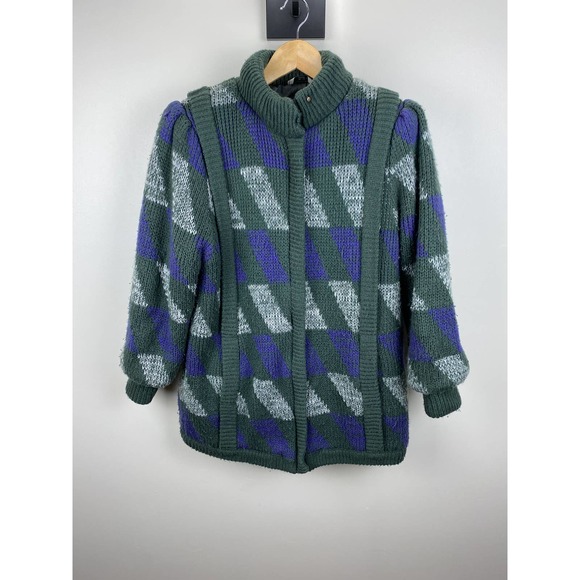 G-4000 Made In Taiwan Knit Jacket Green and Purple - S *Fits M* - Picture 1 of 16